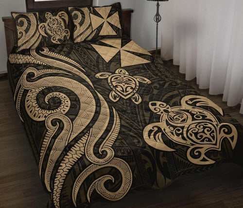 Wallis and Futuna Quilt Bed Set - Gold Tentacle Turtle