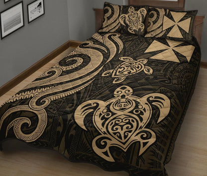 Wallis and Futuna Quilt Bed Set - Gold Tentacle Turtle