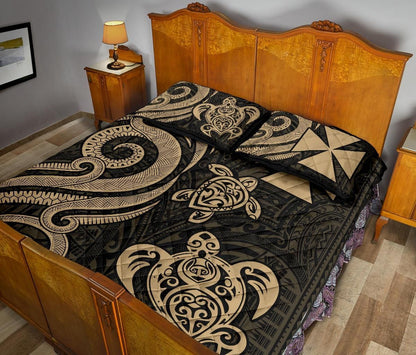 Wallis and Futuna Quilt Bed Set - Gold Tentacle Turtle