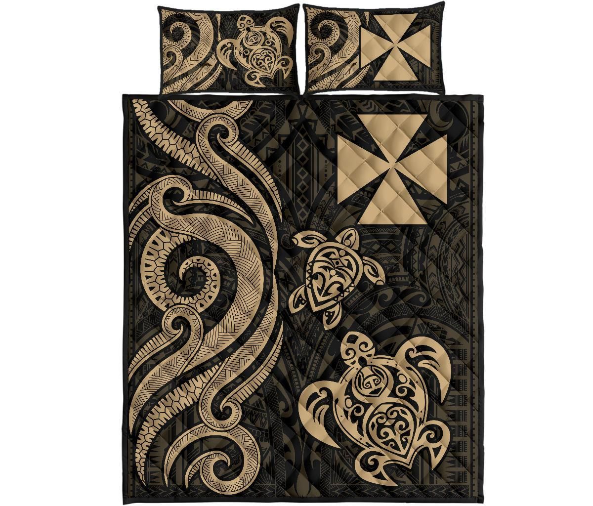 Wallis and Futuna Quilt Bed Set - Gold Tentacle Turtle