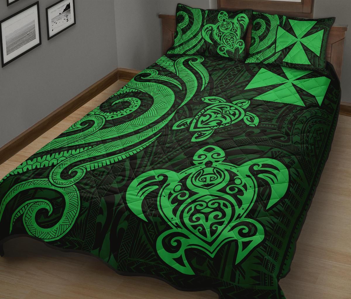 Wallis and Futuna Quilt Bed Set - Green Tentacle Turtle