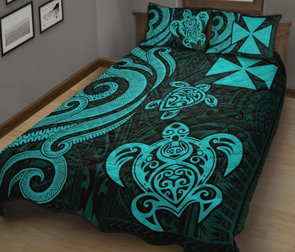 Wallis and Futuna Quilt Bed Set - Turquoise Tentacle Turtle