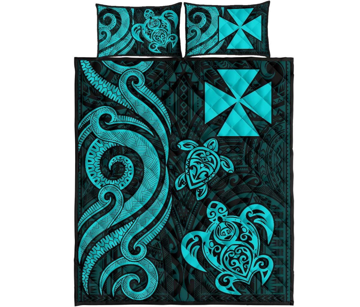 Wallis and Futuna Quilt Bed Set - Turquoise Tentacle Turtle