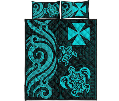 Wallis and Futuna Quilt Bed Set - Turquoise Tentacle Turtle