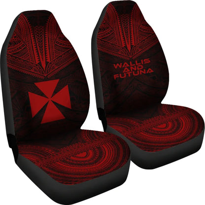 Wallis And Futuna Car Seat Cover - Wallis And Futuna Coat Of Arms Polynesian Chief Tattoo Red Version