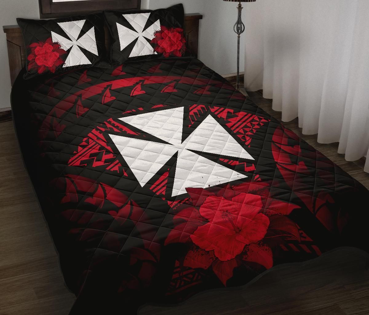 Wallis And Futuna Polynesian Quilt Bed Set Hibiscus Red