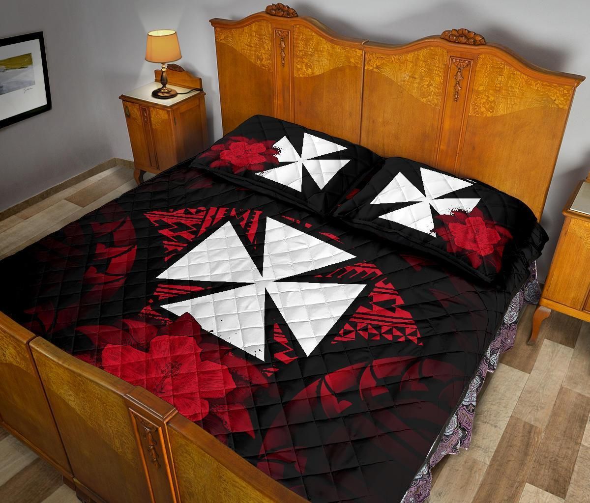 Wallis And Futuna Polynesian Quilt Bed Set Hibiscus Red