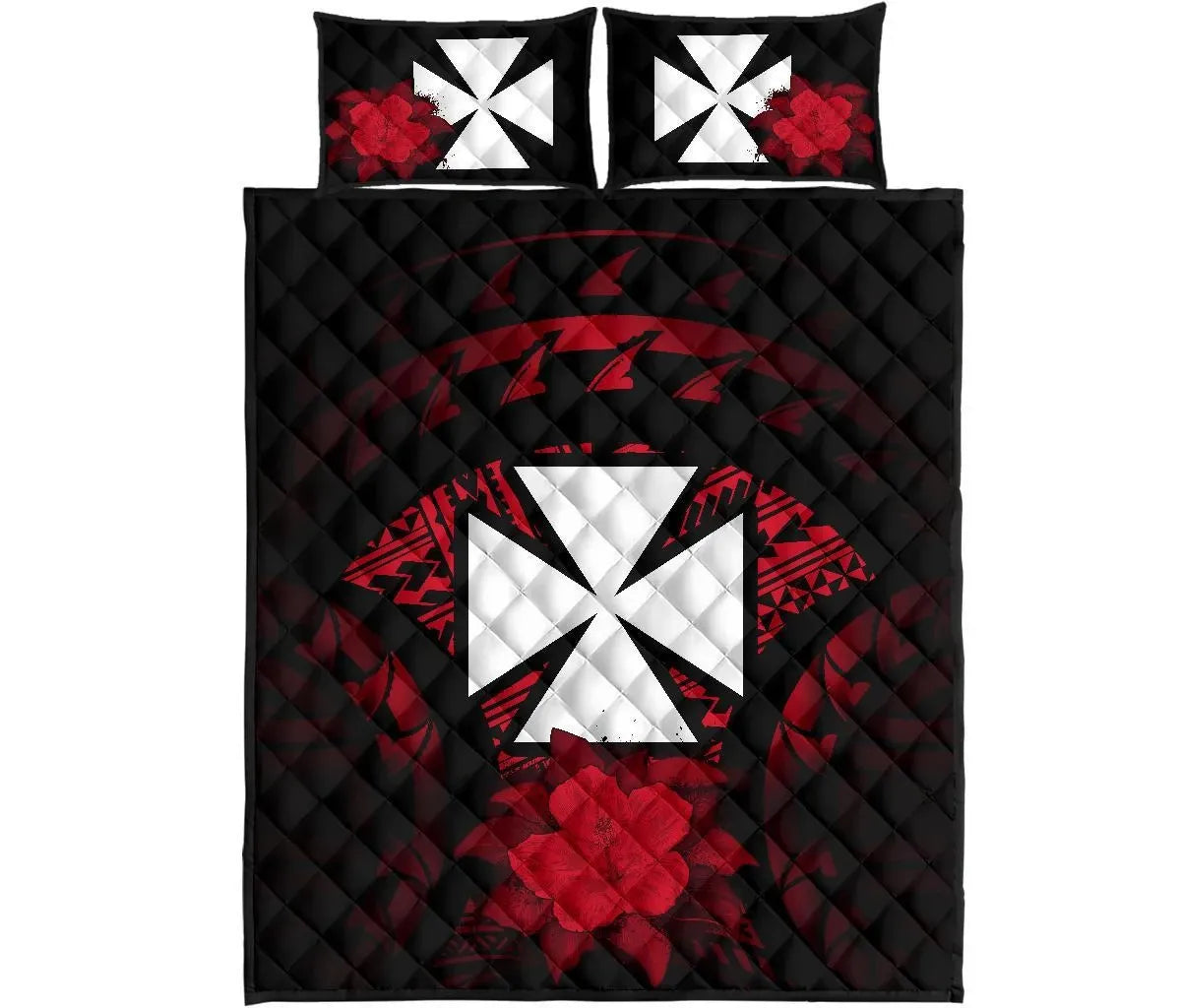 Wallis And Futuna Polynesian Quilt Bed Set Hibiscus Red