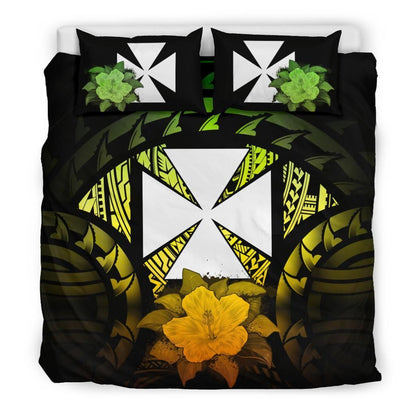 Wallis And Futuna Duvet Cover Set - Wallis And Futuna Coat Of Arms & Reggae Hibiscus
