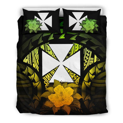 Wallis And Futuna Duvet Cover Set - Wallis And Futuna Coat Of Arms & Reggae Hibiscus