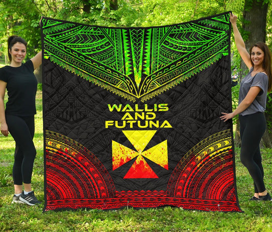 Wallis And Futuna Premium Quilt - Wallis And Futuna Coat Of Arms Polynesian Chief Reggae Version