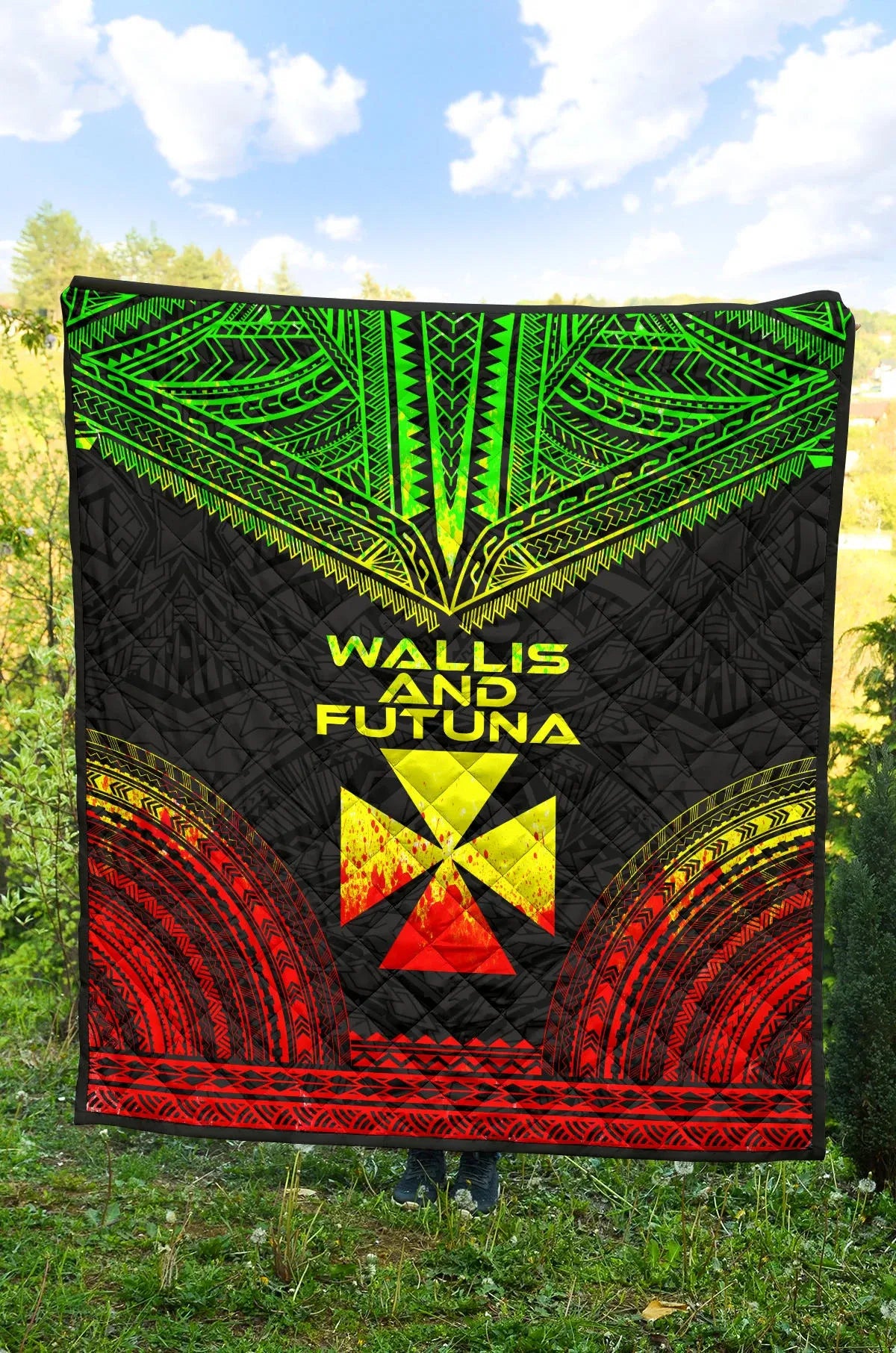 Wallis And Futuna Premium Quilt - Wallis And Futuna Coat Of Arms Polynesian Chief Reggae Version