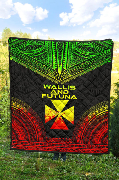 Wallis And Futuna Premium Quilt - Wallis And Futuna Coat Of Arms Polynesian Chief Reggae Version