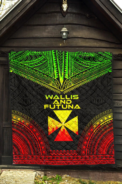 Wallis And Futuna Premium Quilt - Wallis And Futuna Coat Of Arms Polynesian Chief Reggae Version