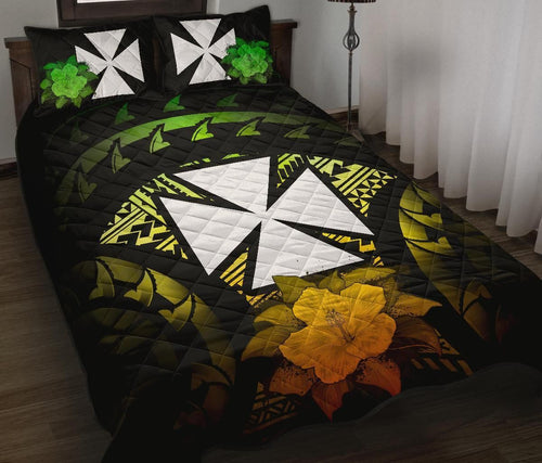 Wallis And Futuna Polynesian Quilt Bed Set Hibiscus Reggae