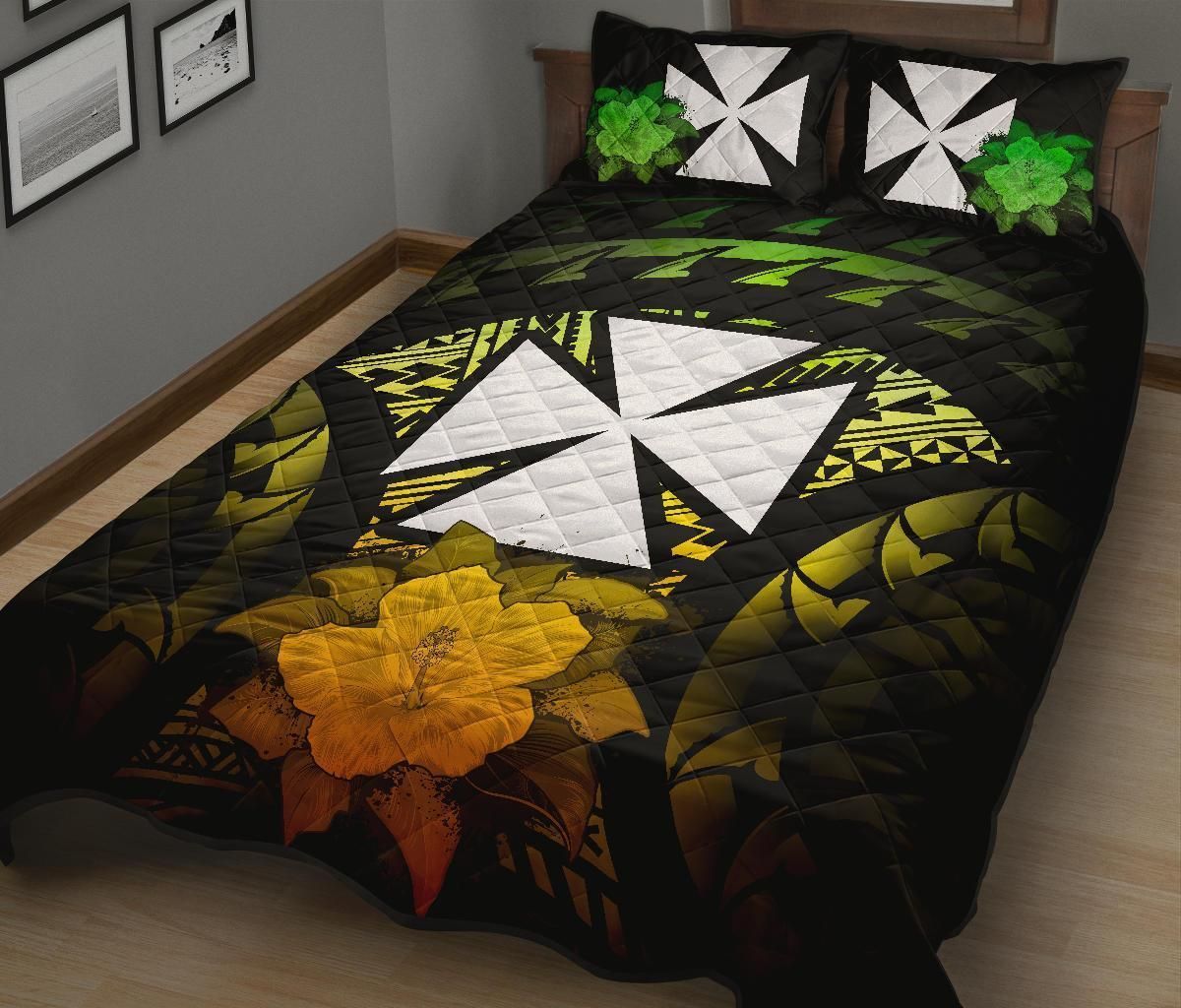 Wallis And Futuna Polynesian Quilt Bed Set Hibiscus Reggae