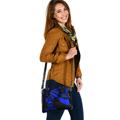 Wallis And Futuna Shoulder Handbag - Blue Polynesian Tentacle Tribal Pattern