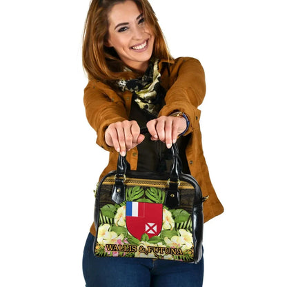 Wallis And Futuna Shoulder Handbag - Polynesian Gold Patterns Collection