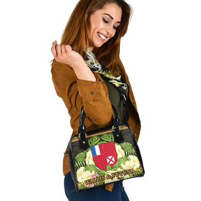 Wallis And Futuna Shoulder Handbag - Polynesian Gold Patterns Collection