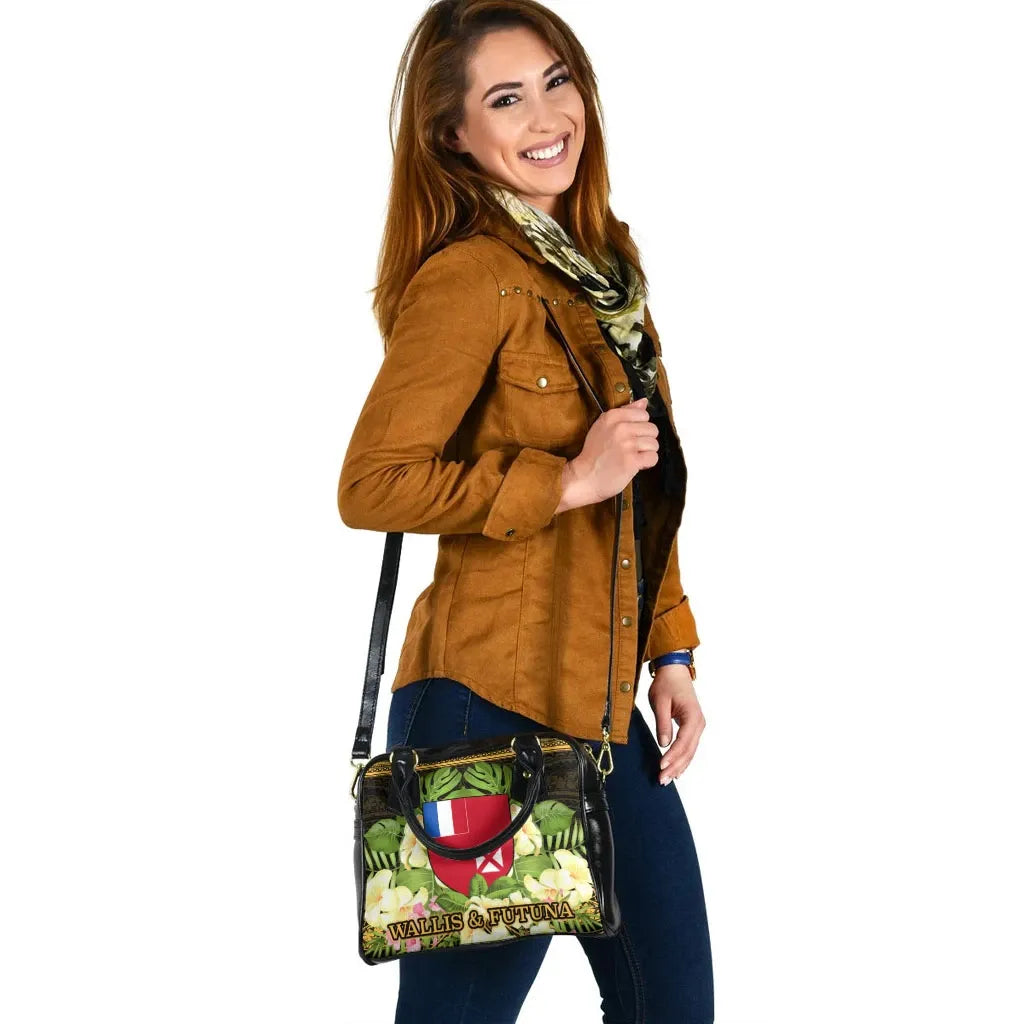 Wallis And Futuna Shoulder Handbag - Polynesian Gold Patterns Collection