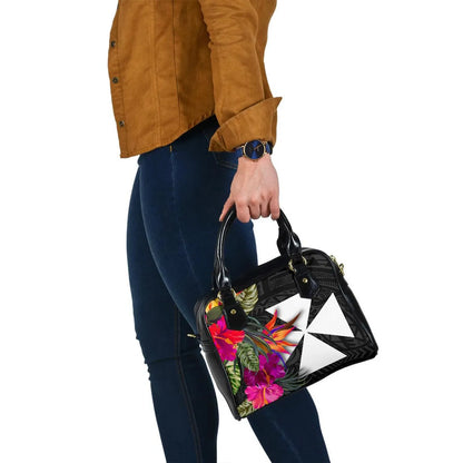 Wallis And Futuna Shoulder Handbag - Polynesian Hibiscus Pattern