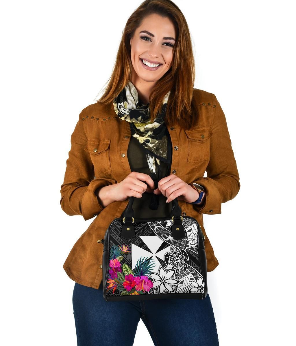 Wallis And Futuna Shoulder Handbag - Turtle Plumeria Banana Leaf