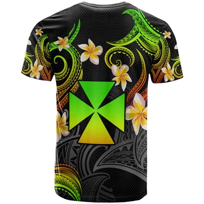 Wallis and Futuna T-shirt - Custom Personalised Polynesian Waves with Plumeria Flowers (Reggae)