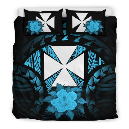 Wallis And Futuna Duvet Cover Set - Wallis And Futuna Coat Of Arms & Turquoise Hibiscus