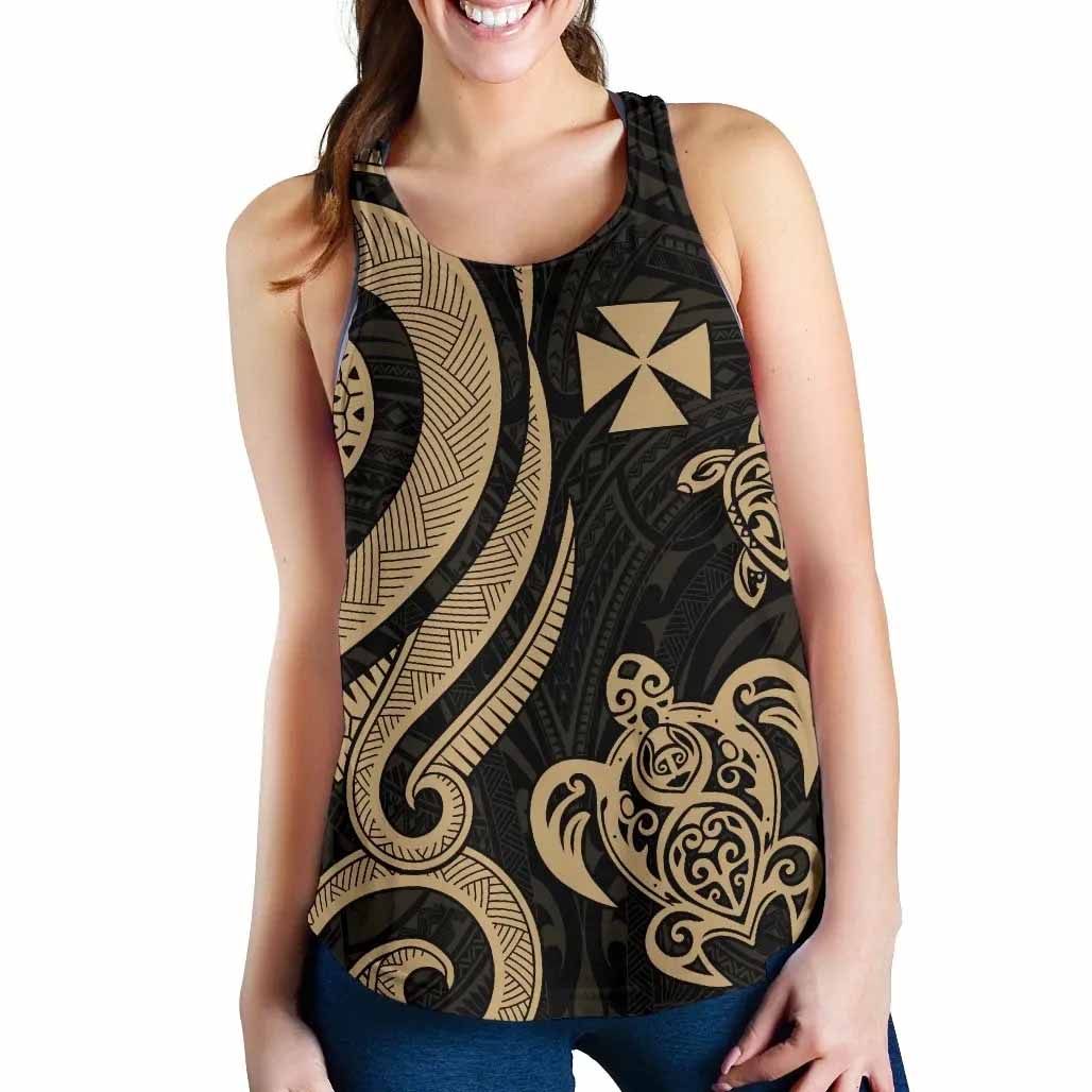 Wallis and Futuna Women Racerback Tank - Gold Tentacle Turtle