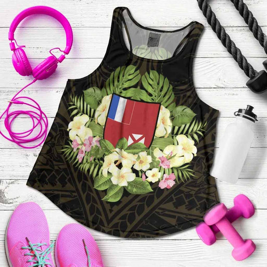 Wallis and Futuna Women Racerback Tank - Polynesian Gold Patterns Collection