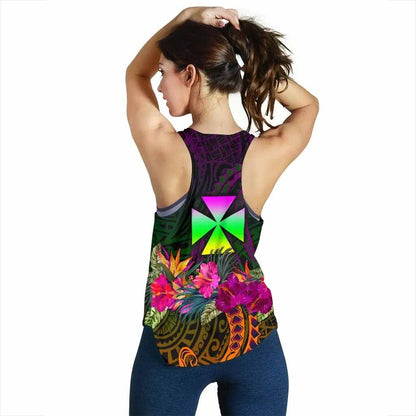 Wallis and Futuna Women Racerback Tank - Summer Hibiscus
