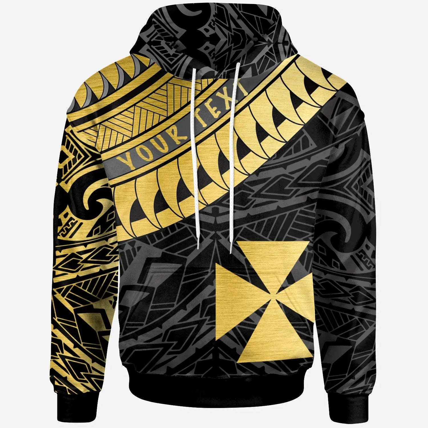 Wallis & Futuna - Custom Personalised Hoodie - Wallis & Futuna Ginger Lei Pattern Gold
