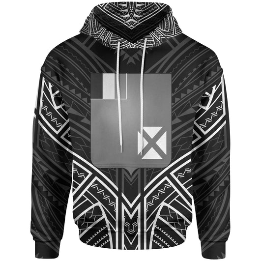 Wallis & Futuna Hoodie - Wallis & Futuna Seal Black Tribal Patterns