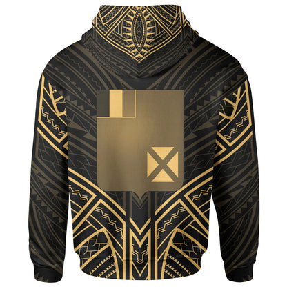 Wallis & Futuna Hoodie - Wallis & Futuna Seal Gold Tribal Patterns