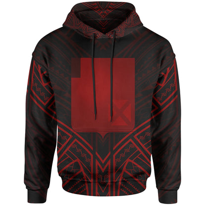 Wallis & Futuna Hoodie - Wallis & Futuna Seal Red Tribal Patterns