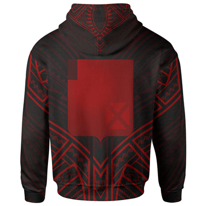 Wallis & Futuna Hoodie - Wallis & Futuna Seal Red Tribal Patterns