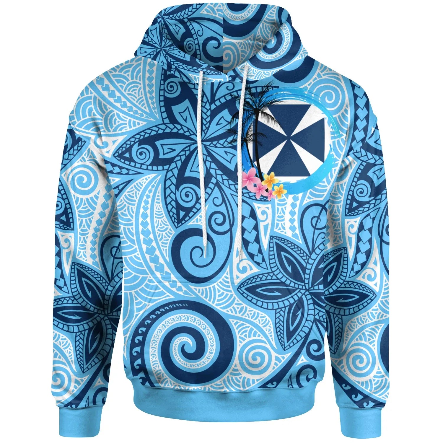 Wallis & Futuna Hoodies - Tribal Plumeria Pattern