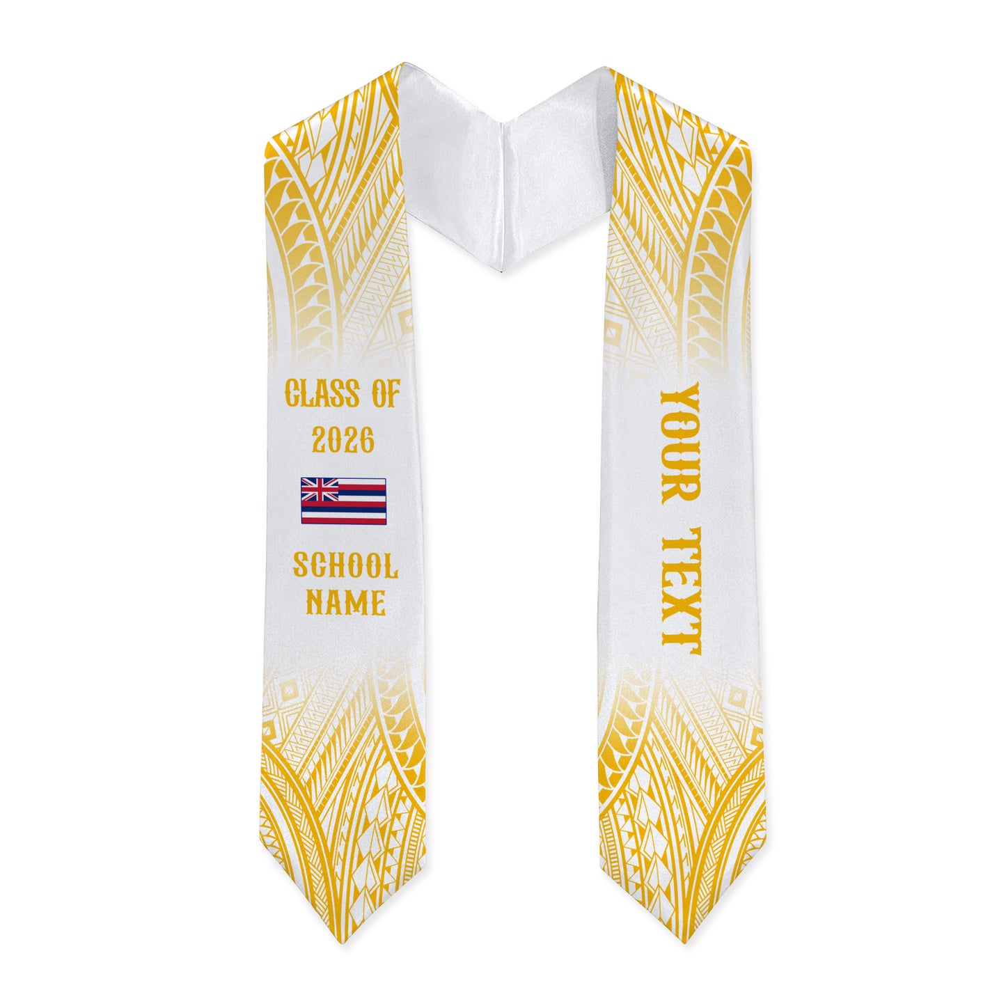 Hawaii Graduation Stole Custom 2026 Polynesian Tribal Blue Hawaiian Flag
