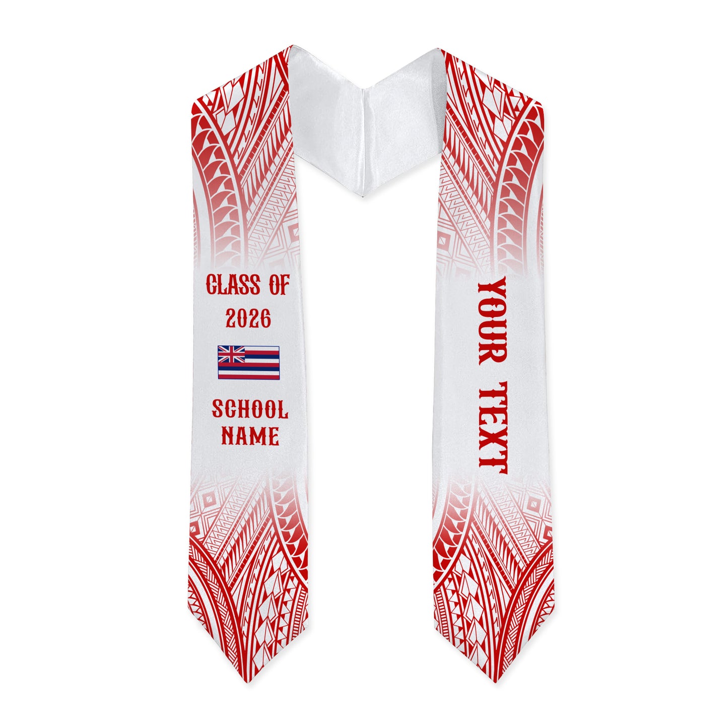 Hawaii Graduation Stole Custom 2026 Polynesian Tribal Blue Hawaiian Flag