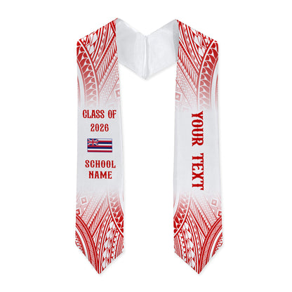 Hawaii Graduation Stole Custom 2026 Polynesian Tribal Blue Hawaiian Flag