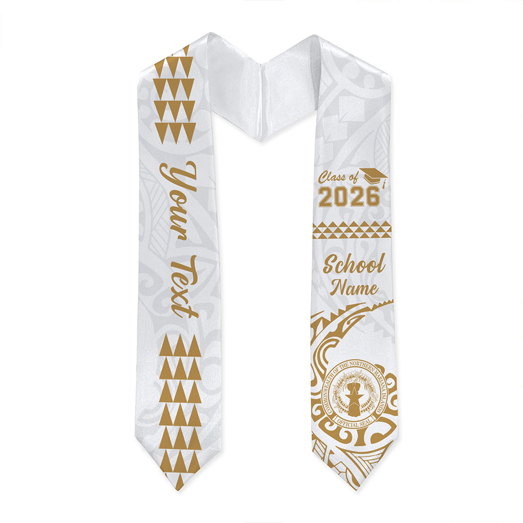 Northern Mariana Islands Graduation Stole Custom Class 2026 Tribal Kakau Style