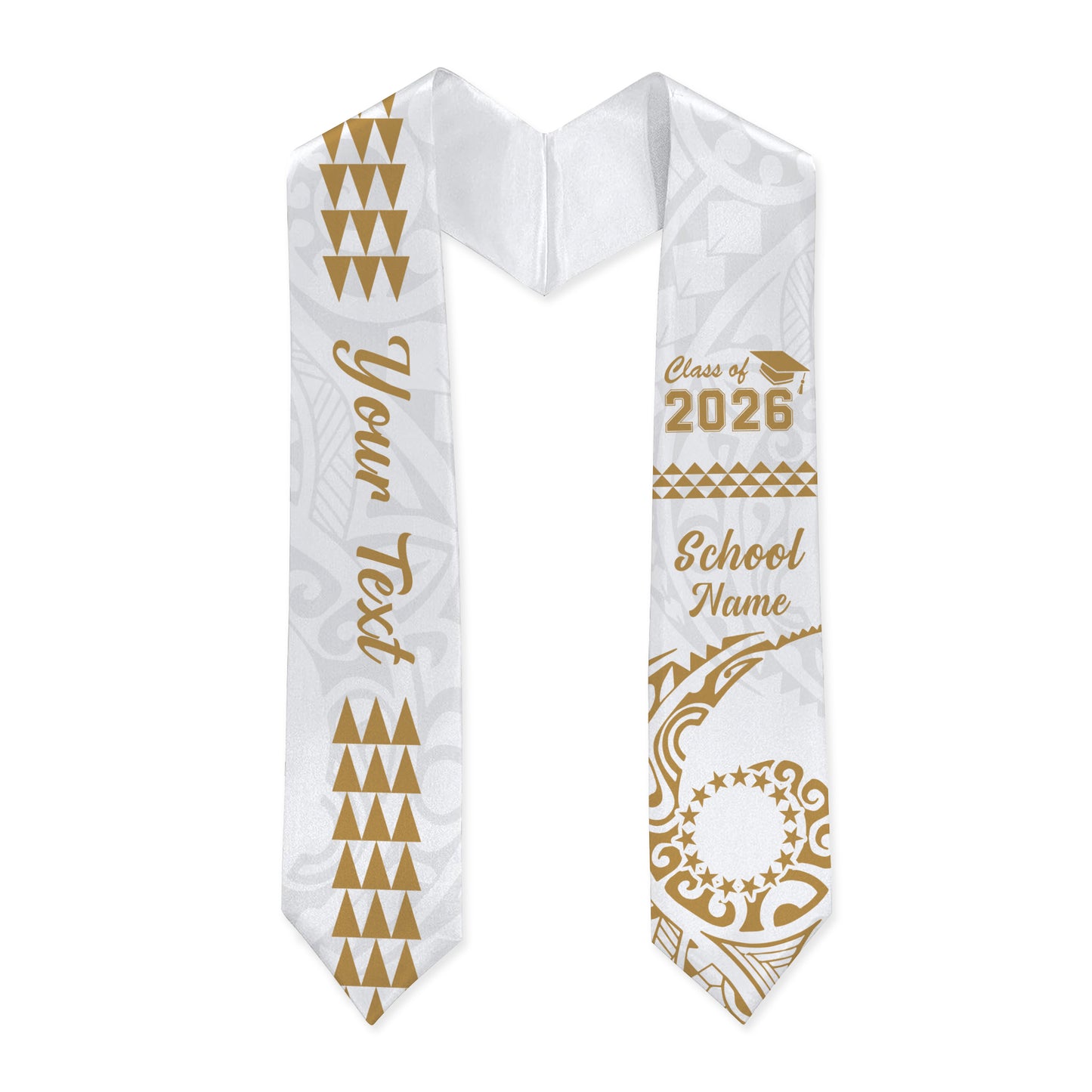 Cook Islands Graduation Stole Custom Class 2026 Tribal Kakau Style