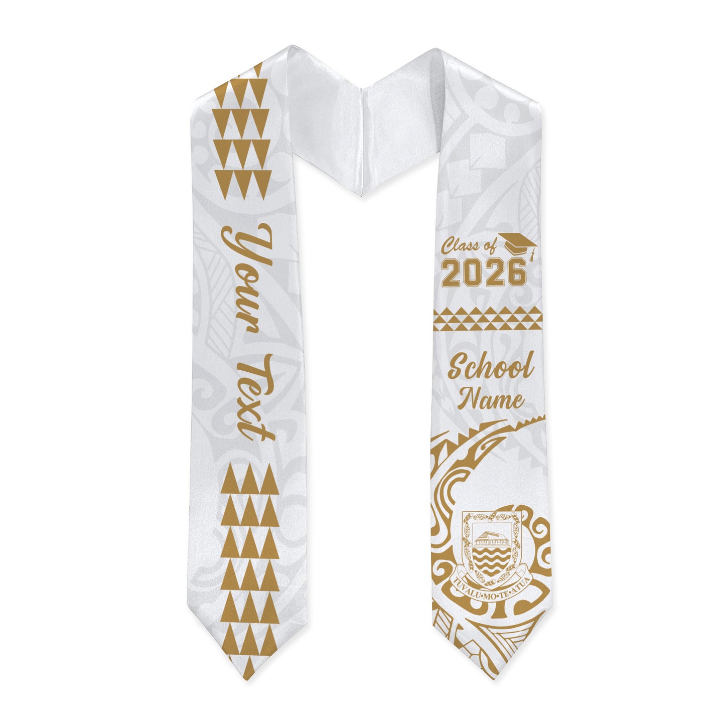 Tuvalu Graduation Stole Custom Class 2026 Tribal Kakau Style