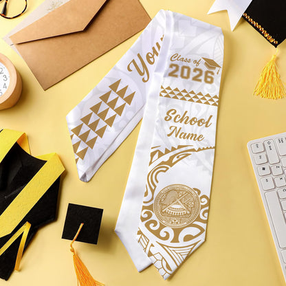 American Samoa Graduation Stole Custom Class 2026 Coat Of Arms Kakau Style