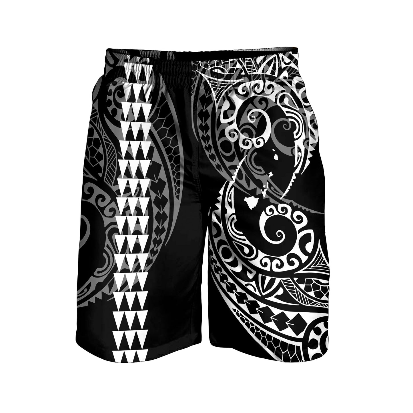 Hawaii Combo Shirts And Shorts Hawaiian Map Kakau Style White