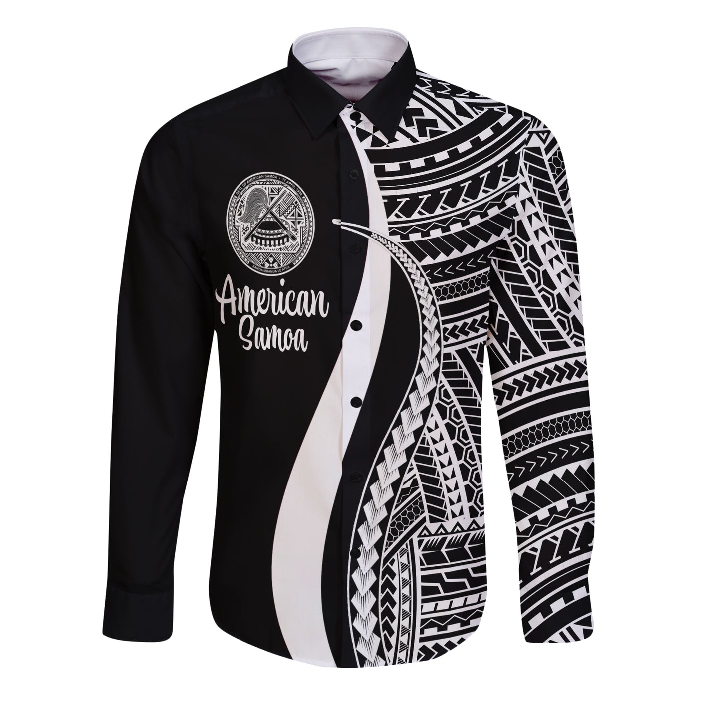 American Samoa Long Sleeve Shirt - Polynesian Tentacle Tribal Pattern