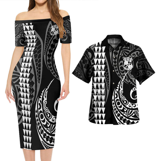 Tonga Combo Short Sleeve Dress And Shirt Kakau Style White