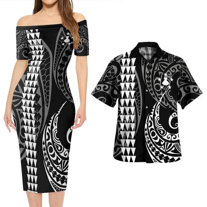 Austral Islands Combo Short Sleeve Dress And Shirt Kakau Style White