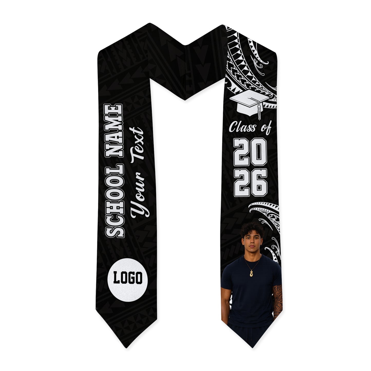 Hawaii Graduation Stole Custom Class 2026 Tribal Wave