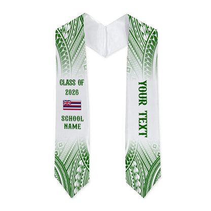 Hawaii Graduation Stole Custom 2026 Polynesian Tribal Blue Hawaiian Flag
